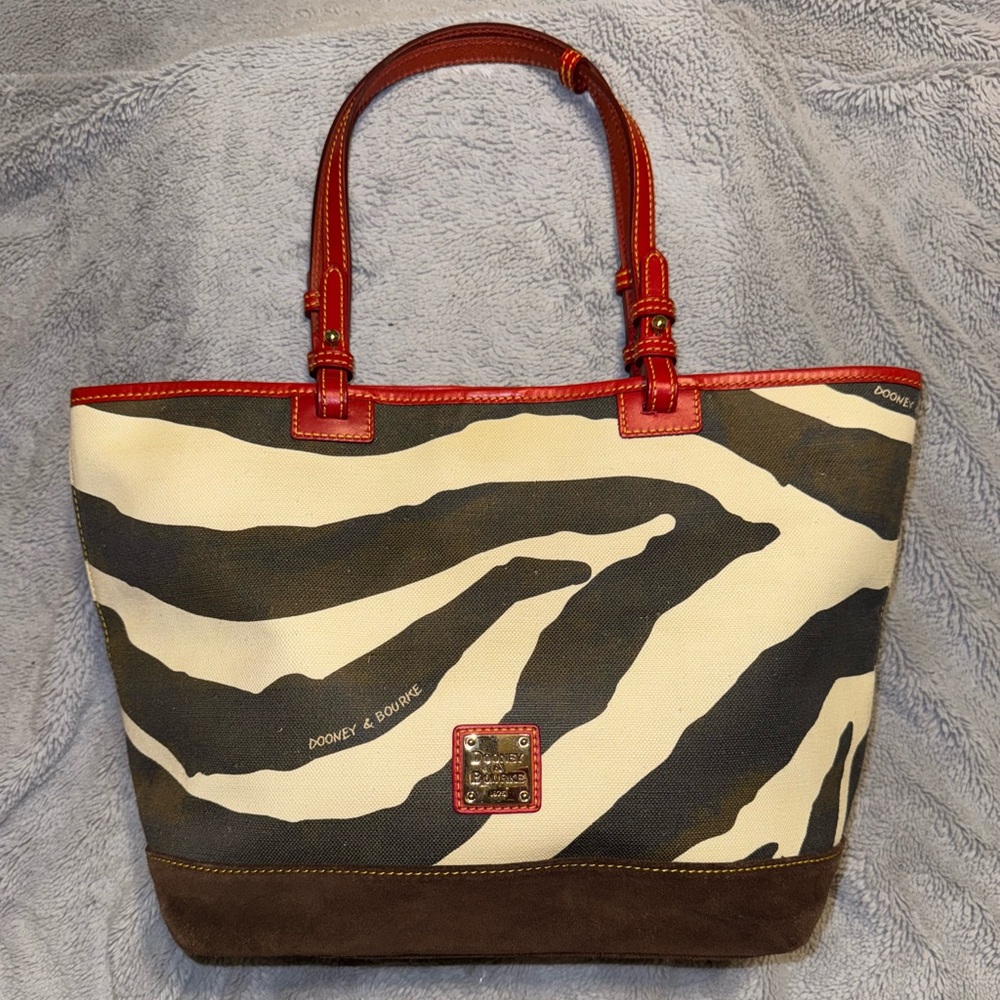 Dooney & Bourke Zebra Print Tote - Red, Black, Cream, Brown